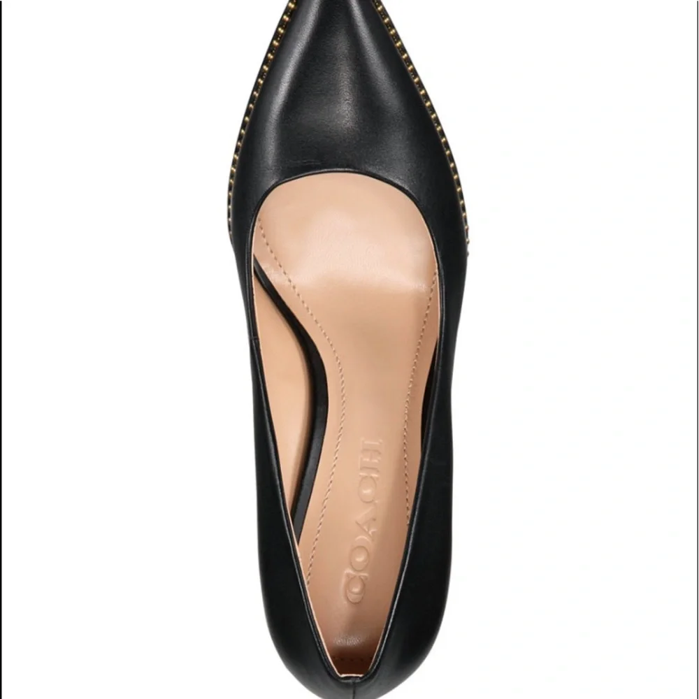 COACH Waverly Beadchain Black Leather Pump, women size 6.6 Excellent Condition - Picture 6 of 6